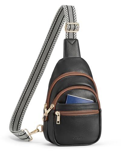 CHOLISS Anti Theft Small Sling Bag for Women and Men RFID Leather Crossbody Bags Fanny Pack Chest Bag Travel Purse Daypacks - color: Black