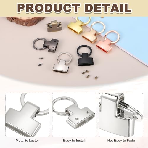 PATIKIL 5 Sets Key Fob Hardware with Split Ring, 1 Inch Key Hardware Set with 2 Screws for Car Keychain Wristlet Lanyard Leathercraft, Silver Tone - color: Silver Tone