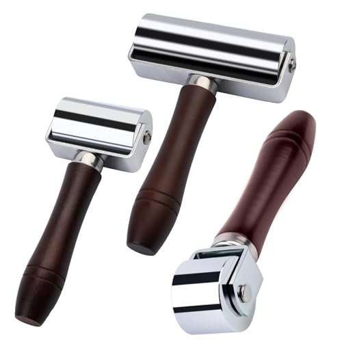 Mnuizu 26mm+60mm+100mm Leather Press Edge Roller, Black Brayer Rollers | Wooden Handle Leather Rolling Craft Roller, Seam Roller for Leather for Leather Craft - color: Black, size: 26mm+60mm+100mm