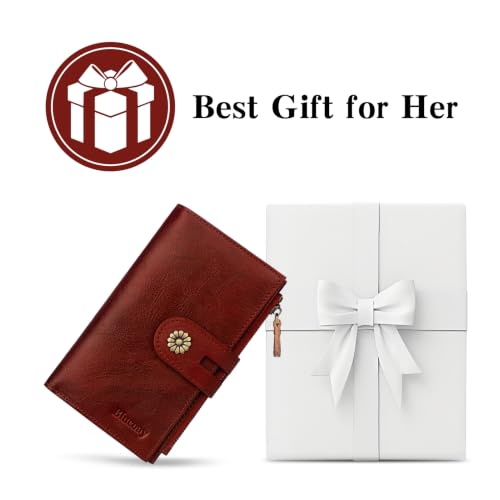 Full Real Leather Trifold Wallet for Women With RFID Blocking - color: a6-winered