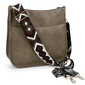 Crossbody Bag for Women Wide Guitar Strap Multi-Pocket Hobo Bag - color: Forest Green
