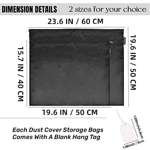 12 Pack Dust Bags for Handbags Storage Silk Cloth Bag With Drawstring Travel Storage Pouch for Handbag Purse Shoes Boots - color: 2 PCS Black, size: 23.6 × 19.6 inches