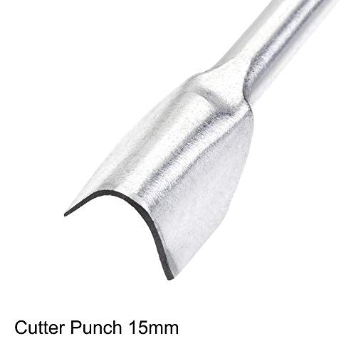 uxcell V-Shape Leather Cutter Punch 15mm Strap End Punch Tool for Crafting Strap Belt Wallet and Bag - size: 15mm