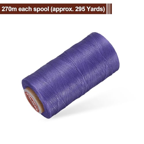uxcell Flat Leather Sewing Waxed Thread, 270m / 295 Yards Polyester Wax String, 150D Wax Stitching Cord for Leather Crafts, Bookbinding, Bracelets Braided, Light Purple - color: Light purple