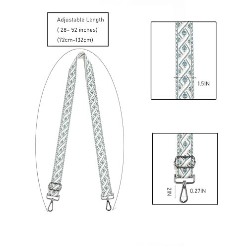 1.5" Wide Purse Strap Adjustable Replacement Gunmetal Hardware Long Crossbody Bag Strap for Thick Shoulder Bags Canvas Handbags Straps - color: Gunmetal Hardware-411