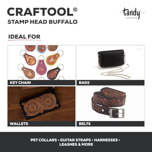 Tandy Leather Craftool Buffalo 3D Stamp - Buffalo Leather Stamp Tool for Western Tooling, Leathercraft, and Custom Handmade Designs - Leather Stamp for Wallets, Belts, Bags, Keychains