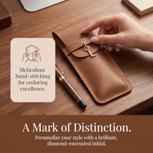 Personalized Initial PU Suede Pen Pouch - Office and Professional Storage Accessory, Ideal Gift for Coworkers (L) - color: L