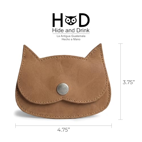Hide & Drink, Cat Shape Wallet Handmade from Full Grain Leather - Single Malt Mahogany - color: Single Malt Mahogany