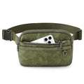 TAMTOMI Fanny Packs for Women Men Everywhere Belt Bag Vegan Leather Waist Packs with Adjustable Strap Crossbody Chest Bag Travel for Workout - color: Dark Green