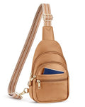 CHOLISS Anti Theft Small Sling Bag for Women and Men RFID Leather Crossbody Bags Fanny Pack Chest Bag Travel Purse Daypacks - color: Camel Brown