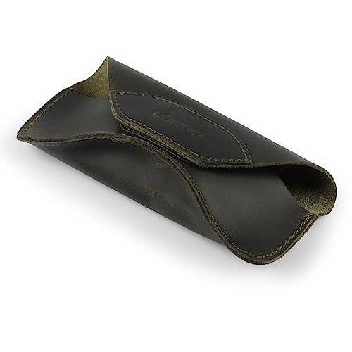 Londo Genuine Leather Case for Eyeglass, Sunglasses, Goggles and Spectacles with Magnetic Closure - color: Green