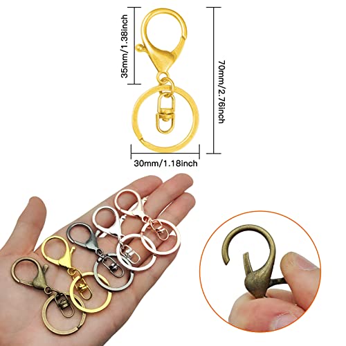 35pcs Lobster Claw Clasps Keychain for Jewelry Making,Metal Lobster Clasp Swivel Trigger Clips with Swivel Clasps Hook Clips for DIY Craft Jewelry Making(7 Colors) - color: Gold,Silver,18K Gold,White K,Bronze,Gun Black,Rose Gold