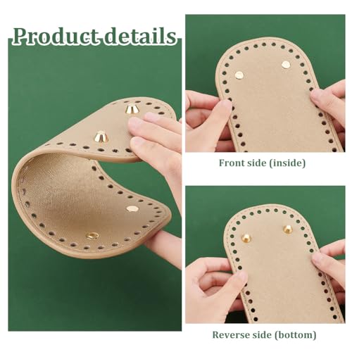PH PandaHall 4pcs 8.7x4 inch Bag Bases for Crochet, 4 Colors Leather Bag Bottom Oval Bag Bottom Pad Knitting Crochet Base Purse Bottom with Holes for Handbag Purse Tote Shoulder Crossbody Bag - size: 8.7x3.9 inch