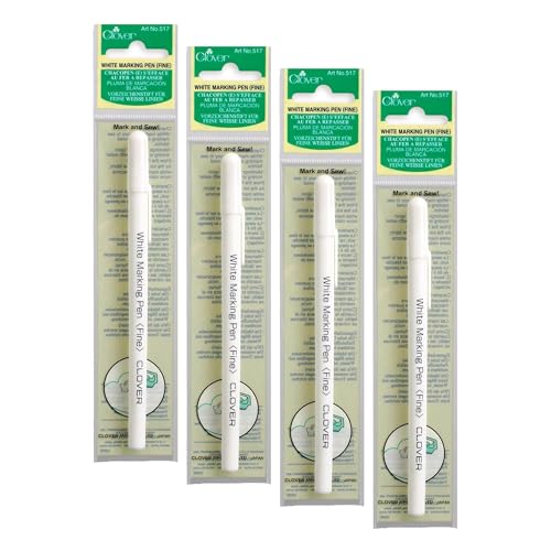 Clover White Marking Fine Pen (517) (Pack of 4) - size: 1 Count (Pack of 4)