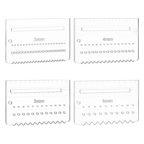 FINGERINSPIRE 4 PCS Clear Acrylic Leather Stitching Aid Plate 3/4/5/6mm Multifuction Stencil Template Leather Punching Tool Ruler Leather Stitching Aid Plate for Pulling Up Pricking Letherworking
