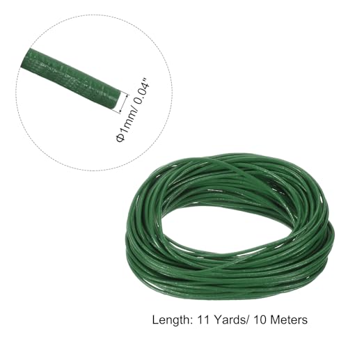 uxcell 11 Yards 1mm Round Leather Cord Lacing String for DIY Crafts Dark Green - color: Dark Green