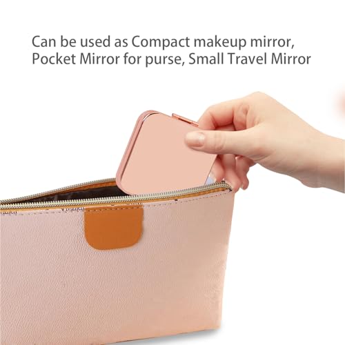 Small Compact Mirror, Rosegold Square 2.8”×2.8” Metal Frame Smooth Style Double Sided Mini Magnifying 1X/2X Mirror for Purse Can be Used as Gifts for Woman (RG01) - color: Rosegold01