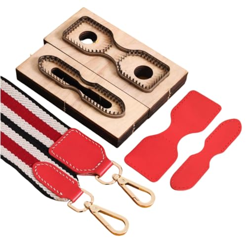 2pcs Strap End Cutting Mold Set, Wooden Steel Rule Punch Tool for Belt Making, Style G Tail Shape Template for DIY Leathercraft, Watch Band Cutter Kit (PG218G) - color: PG218G