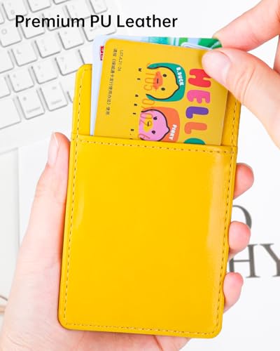 Teskyer Leather ID Badge Holder with Lanyard, Vertical Bright Yellow | Durable Nylon Lanyard, Rear Card Pocket, Scan Without Removing Card, Built to Last, Work & Cruise Ready - color: Bright Yellow, size: Vertical