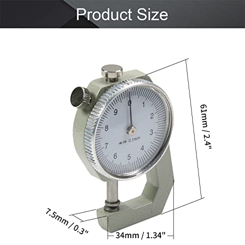 Utoolmart Dial Thickness Gauge, Flat Head Thickness, 0-10mm Tester Dial Measuring Tool for Paper Leather Cloth Paper, Film, Wire 1 Pcs - size: C-02 0-10mm