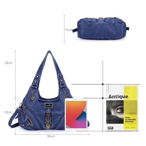 Angelkiss Hobo Purses and handbags for Women Satchel Handbag Women Purses Large Daily Shoulder Bags - color: 801blue
