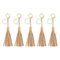 uxcell Leather Keychain Tassels, Women Tassel Bag Charm with Lobster Clasp Key Ring for Handbag Purse - color: Khaki