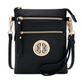 Small Multi Zipper Pockets Crossbody Bag with Detachable Wristlet - color: Black