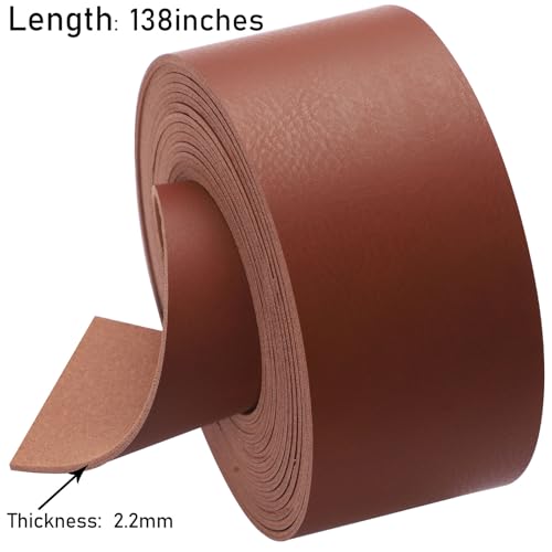 Picheng Faux Leather Strap for Crafts: 2 Inch Wide 138" Long Leather Strips - color: Brown, size: 2 Inch