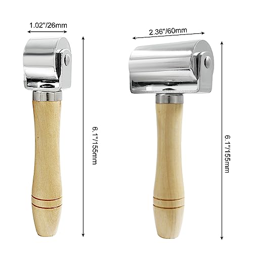 Litoexpe 2pcs Leather Edge Roller Set 26mm+60mm | Wooden Handle, for Leather Craft and DIY Projects - color: 2pcs, size: 26mm + 60mm
