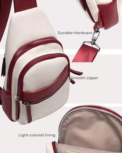 Alldaily Large Sling Bag for Women Crossbody Purse Leather Fashionable Trendy Chest Bag for Travel, Fanny Pack (Red&White) - color: Red With White