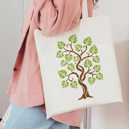 FINGERINSPIRE Abstract Tree Stencils with a Brush 11.7x8.3Inch Curly Tree Painting Stencils Reusable Tree Stencil Plant Themes PET Template for Wood Floor Tile Wall Fabric Furniture DIY - color: Abstract Tree
