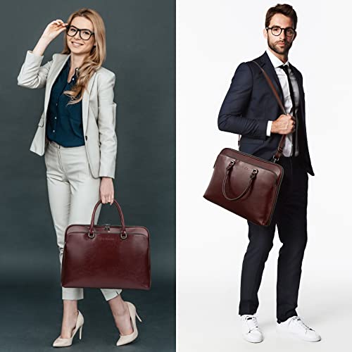 Blofinche Laptop Messenger shoulder bag: Genuine Leather work Briefcase 13.3 15.6 inch designer Satchel handbag - color: Coffee, size: 13.3 inch