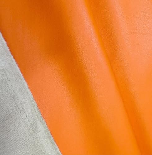 Double Sided Soft Skin Faux Leather/Suede Half Yard 54" x 18" Thickness 0.65mm Width:54" Perfect for Upholstery, DIY Crafts, Hat Making, Hair Crafts Making, Sewing Orange(Back Khaki) - color: Orange, size: 18"x54"