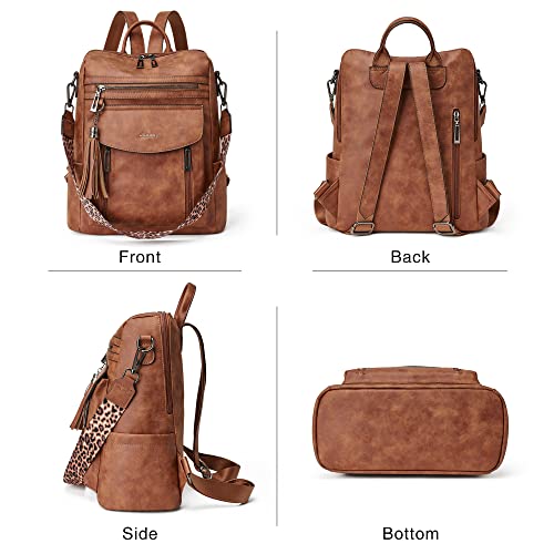 Shrrie Backpack Purse for Women Fashion Leather Backpack Purse Designer Travel Backpack Convertible Shoulder Bag with Wristlet - color: 1-2 Nubuck Brown