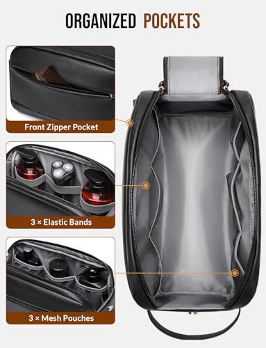 PU Leather Toiletry Bag for Men, Black, Large - color: Black, size: Large