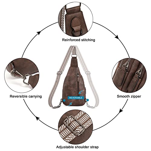 CLUCI Crossbody Bags for Women Men,Leather Sling Bag Cross Body Backpack for Woman Gifts for Women Birthday Unique - color: 0-4 Coffee