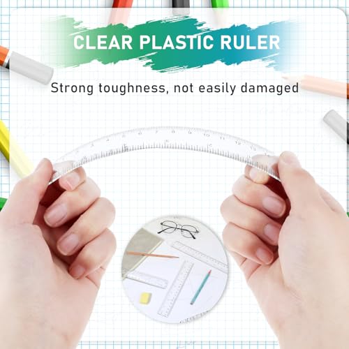 3 Pack 6 Inch Ruler Set Plastic Straight Ruler Transparent Measuring Tool Acrylic Clear Ruler for School Office Student - size: 3 x 6 Inch