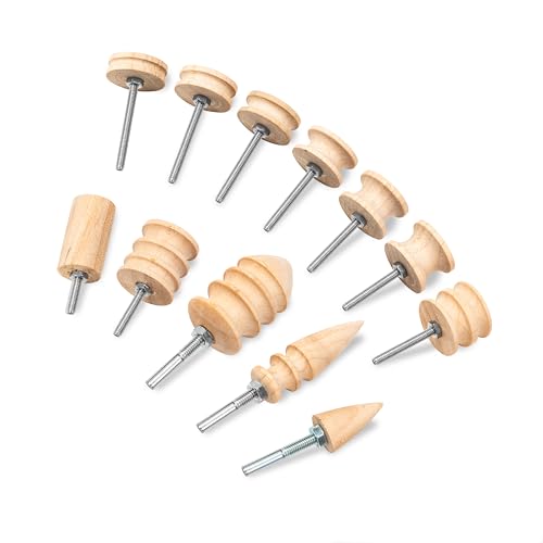 Shkira Set of 12 Leather Edge Burnishing Bits for Rotary Tools - Leathers Polishing Bits - Leatherman Working Tools - Perfect for Sanding, Polishing, Grinding Leather Edges & Burrs