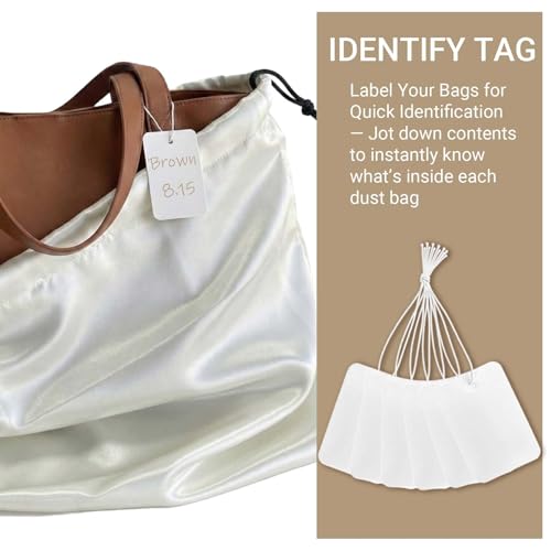 Q&J Fabric Co. 6 Pack Satin Dust Bag 19.7x23.6 inch Beige 100% Polyester Silk Bag Purse Dust Bag Shoe Bags for Closet Purse Protector Bag Dust Covers for Purses - color: Beige, size: 19.7"x23.6"