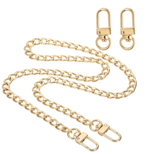 uxcell 27.6" Flat Purse Chain Strap, Gold Shoulder Straps Chains Metal Handbag Replacement Belt with 2 Pcs Metal Lobster Swivel Trigger Clips Style1 for Cross Body Wallet Bag - color: Gold, size: 27.6"