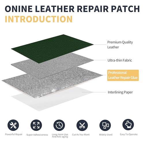 ONine Leather Repair Patch，Leather Repair Tape, 3 x 60 inches Leather Repair Patch for Furniture,Vinyl Repair kit，Leather Couch Patch，for Sofas, Furniture(Blackish Green-Litchi Grain) - color: Blackish Green-Litchi Grain, size: 3 x 60 inches