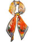 Head Scarf Purse Handle Neck Satin Hair Scarfs For Bag Lightweight Silky Long Thin Women's Fashion Scarves 59 * 5.9” - color: H22-the Woods in Autumn(59*5.9inch)