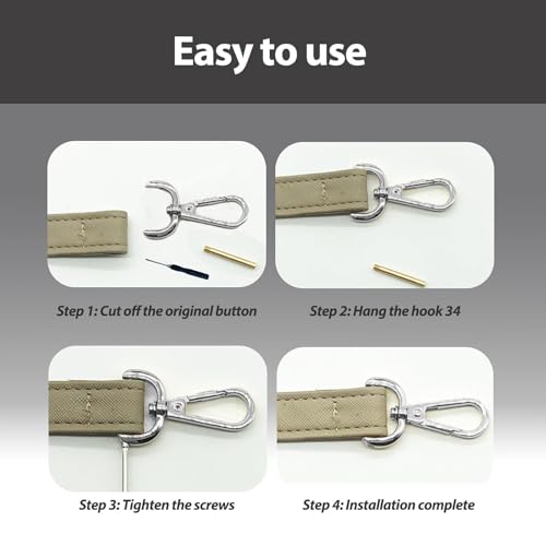 NIIIYTYB 2Pcs Snap Hook Swivel Clasp Set 1/2 Inch Detachable Carabiner Hooks with Screwdriver D Ring Keychain Clips Bag Strap Hardware for Purses Crossbody Bags Key Fobs Pet Collars(Black) - color: black, size: 1/2 inch