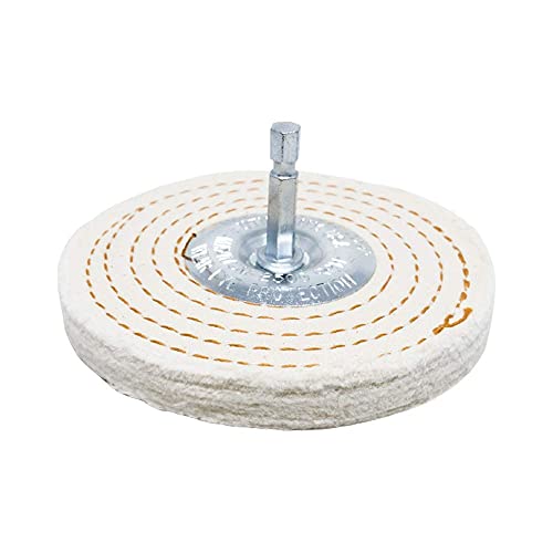 Benchmark Abrasives 4" Cotton Spiral Buffing Polishing Wheel for Bench Grinder with 1/4" Mandrel, for Polishing Finishing Smoothing on Aluminum, Stainless Steel (Cotton Spiral)
