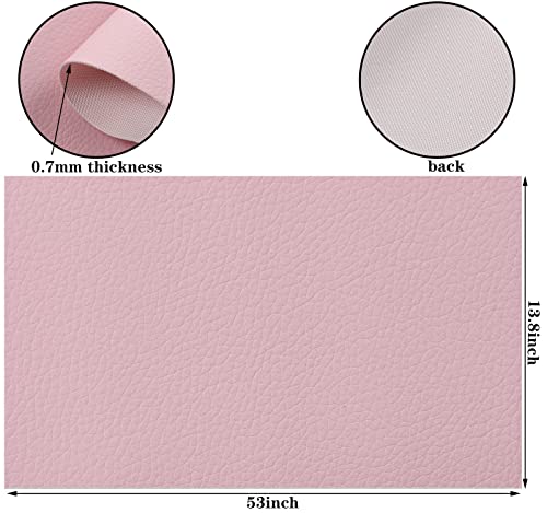 Picheng Lychee Texture Solid Color Faux Leather Sheets13.8 X53(35cmX135cm),Soft Faux Leather Roll Very Suitable for Making Crafts,Leather Earrings, Bows,Sewing DIY Projects (Pink) | Lychee Texture Solid Color Faux Leather Sheets Marine Vinyl for Making Cr