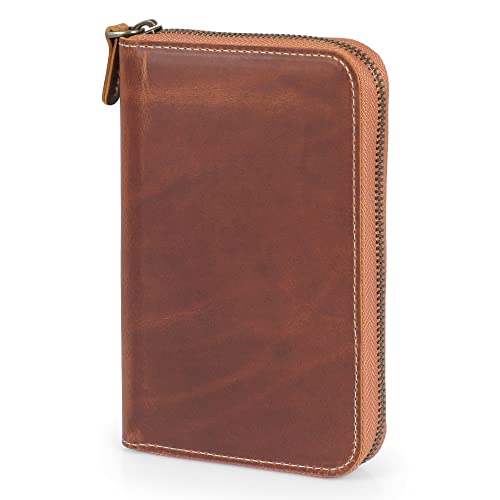 Londo Genuine Leather Padfolio – Portfolio Folder with Pencil Holder, Notepad & Zipper Closure for Business, Office & Travel - color: Camel