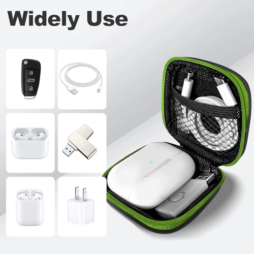 Square Earbud Case Portable EVA Carrying Case Storage Bag Cell Phone Accessories Organizer with Carabiner for Earphone, Earbud, Earpieces, SD Memory Card, Camera Chips, Tech Pouch, Green - color: B6-Square Green