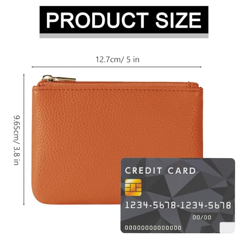 Chelmon PU Leather Coin Purse Pouch Change Holder Small With Zipper for Men Women 2 PCS Set (Brown&Purple) - color: Brown&Purple