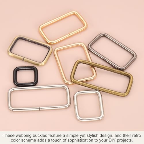 uxcell Metal Rectangle Ring, Rectangle Buckle Ring Webbing Belts Buckle Metal Rings for Bag Belt Keychains DIY - color: Black, size: 5/8 x 5/8"