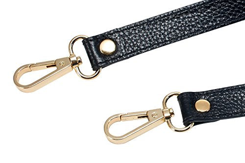 VanEnjoy Full Grain Leather Replacement Strap Shoulder Bag Purse, 0.98 inch Width Gold Hardware (Black) - color: Black, size: 26 inches